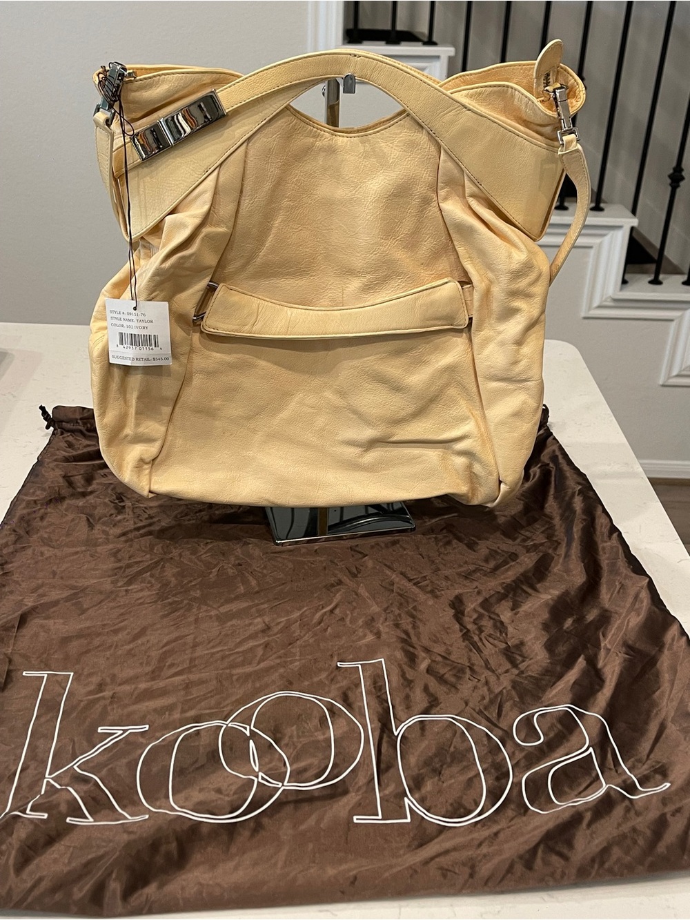 Kooba Soft Pale Yellow Leather Tote with Top Handle
